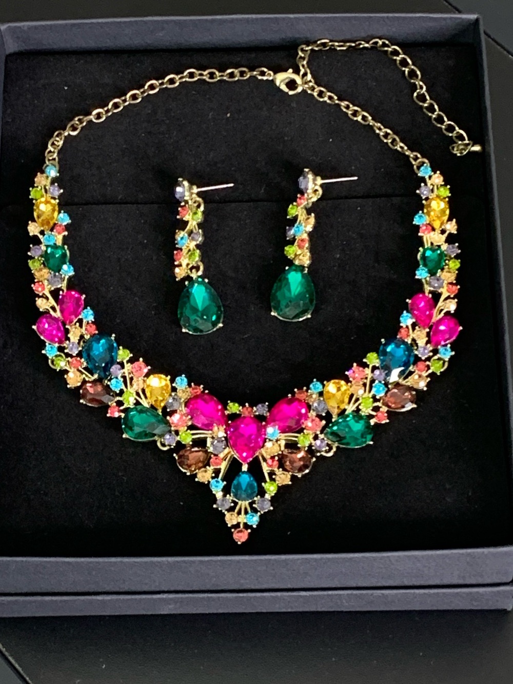 Fashion Crystal Rhinestone Choker Necklace & Earrings